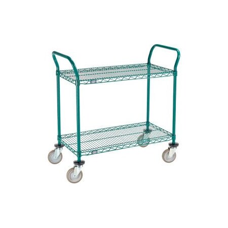 Gec Nexel Utility Cart, 2 Shelf, Poly-Green, 36"L x 18"W x 39"H, Polyurethane Swivel Casters 1836P2G